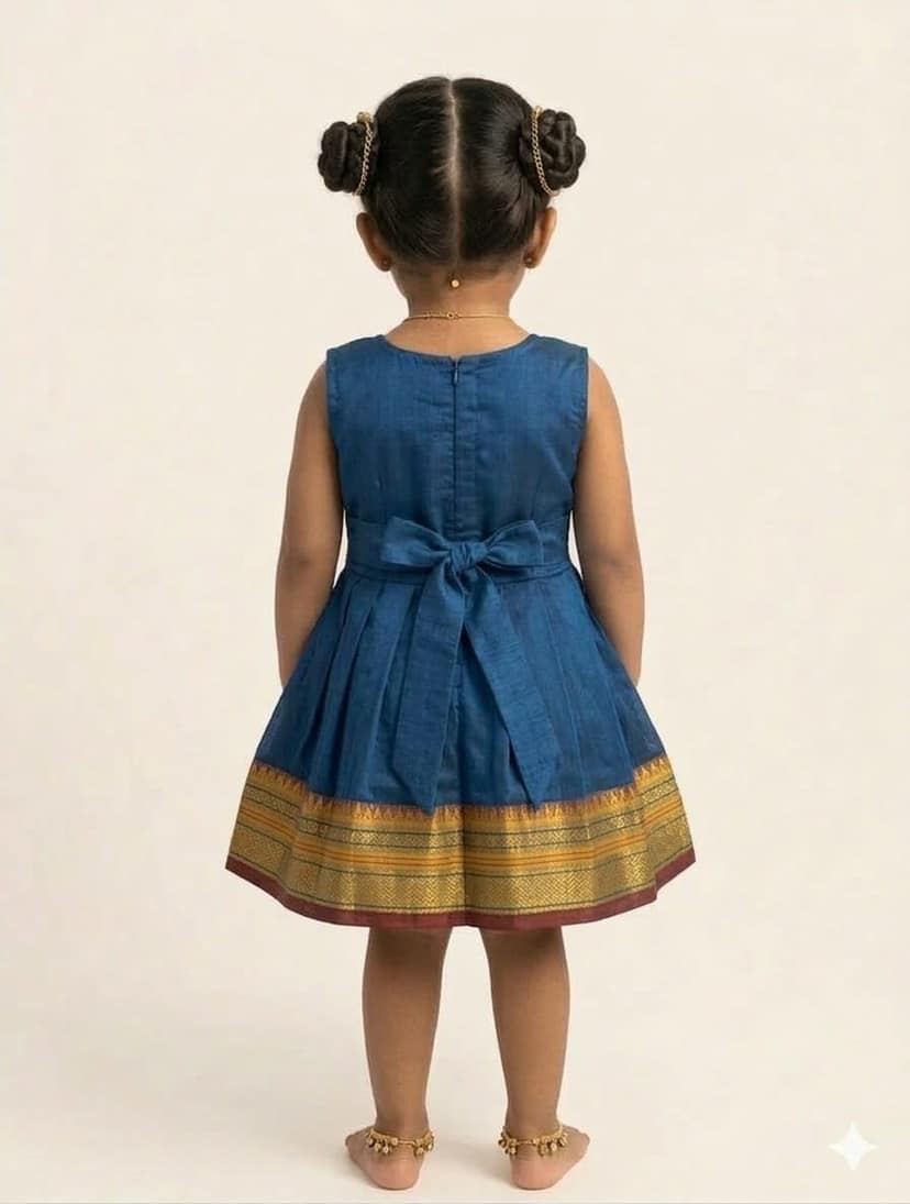 Mom and Me Baby Girls Summer Frock Dress (0–5 Years) | Soft Acrylic Cotton with Pure Cotton Lining | Sleeveless Round Neck | Lightweight & Breathable (in, Age, 0 Months, 3 Months, Regular, Blue) view 2