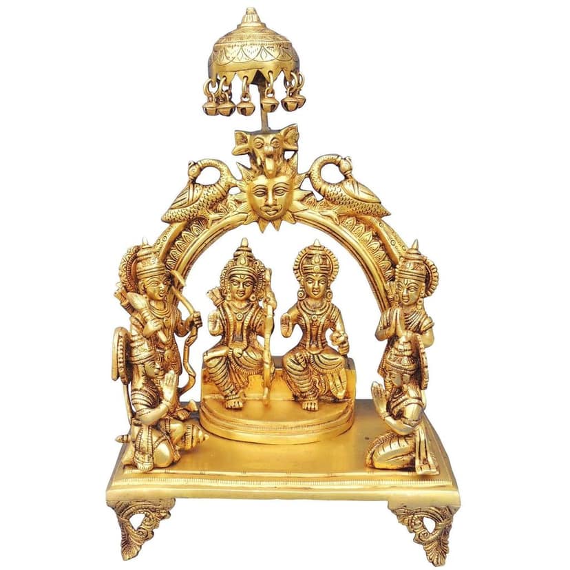 Brass Ram Darbar Idol Statue | Pure Brass Ram Parivar Murti, Height : 16.5 Inch (BSMAS131 I) view 2