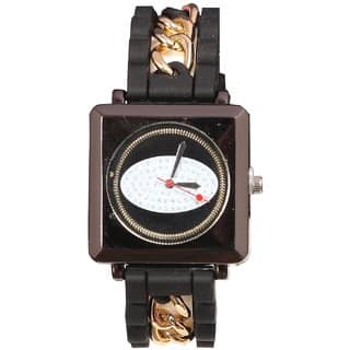 Women Black With Chine Belt Casual Analog Watches For Girls And Ladies