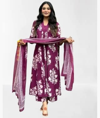 S & D Attire Women's Rayon Applique Kurti With Palazzo ( Wine )