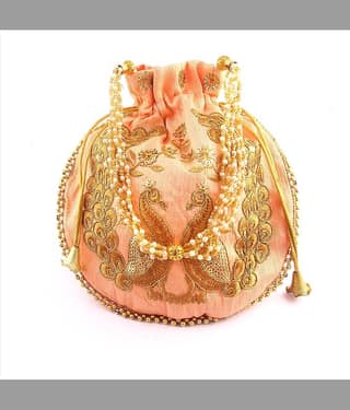 Apratim PeachPuff Silk Potli