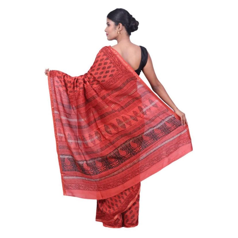 HANDLOOM CHANDERI SAREE- MERCERISED(COTTON+SILK MIX) WITH BLOUSE (SKU - 1SCB03260221 SAREE- 93) view 2