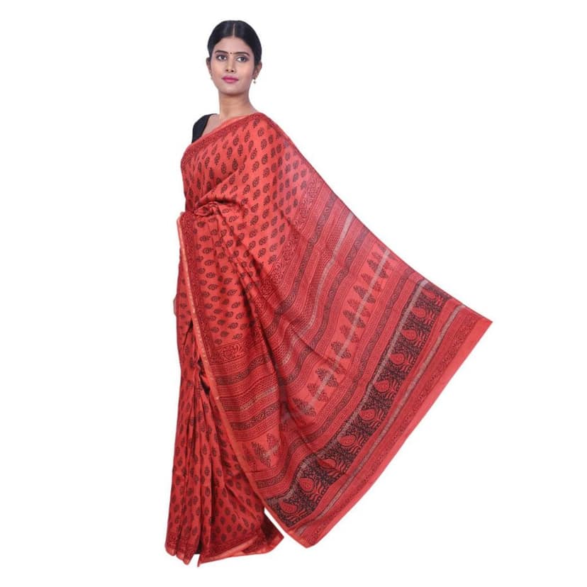 HANDLOOM CHANDERI SAREE- MERCERISED(COTTON+SILK MIX) WITH BLOUSE (SKU - 1SCB03260221 SAREE- 93) view 3