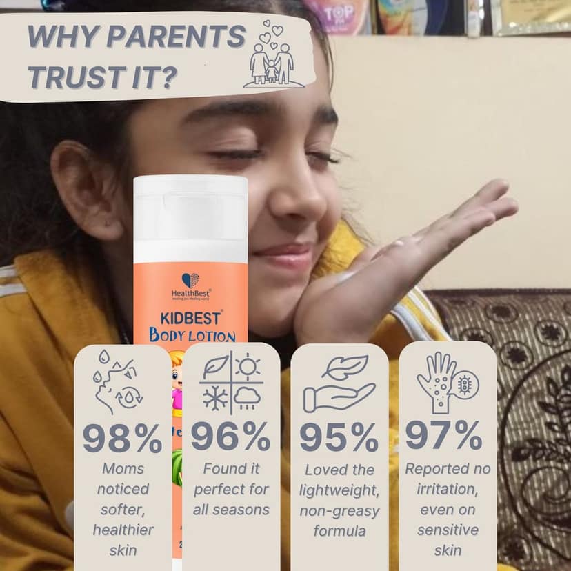 HealthBest Kids Body Lotion 500ml - Tear Free, Watermelon Moisturizer with Shea Butter & Vitamin E – Antibacterial, Paraben & SLS Free view 5
