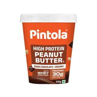 Pintola HIGH Protein Peanut Butter Dark Chocolate | 30% Protein | High Fibre | NO Salt | Non GMO, Naturally Gluten Free, Zero Cholesterol | Creamy, 510g
