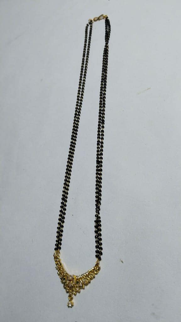 22K Gold Plated Mangalsutra with Black Beads view 3