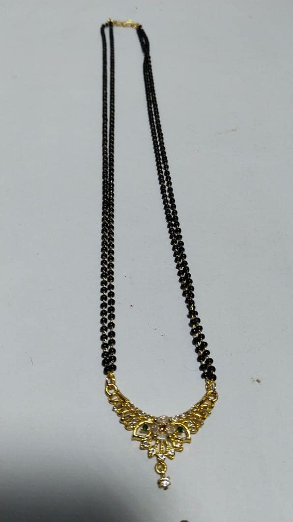 22K Gold Plated Mangalsutra with Black Beads view 4