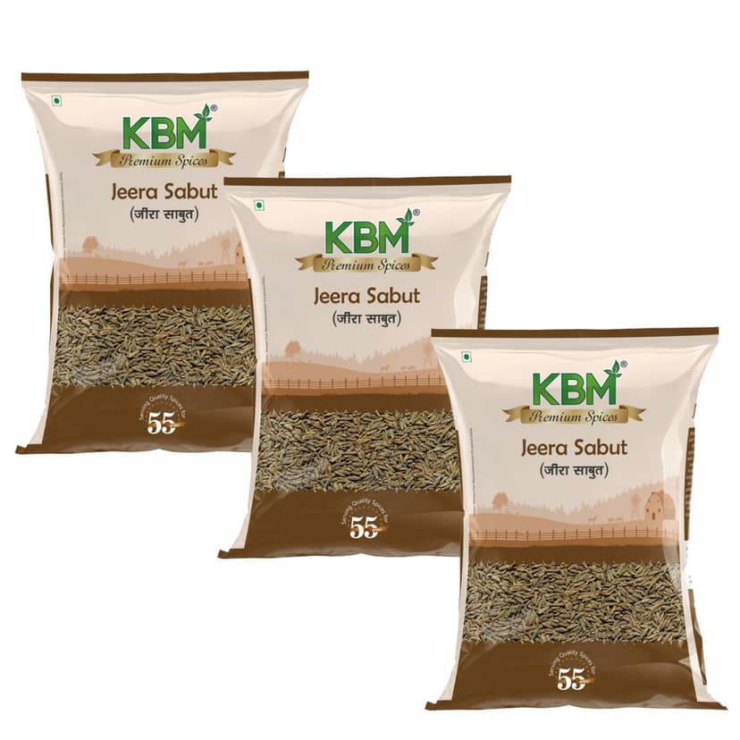 KBM Premium Spices Jeera Whole, 200 gm - Pack of 3