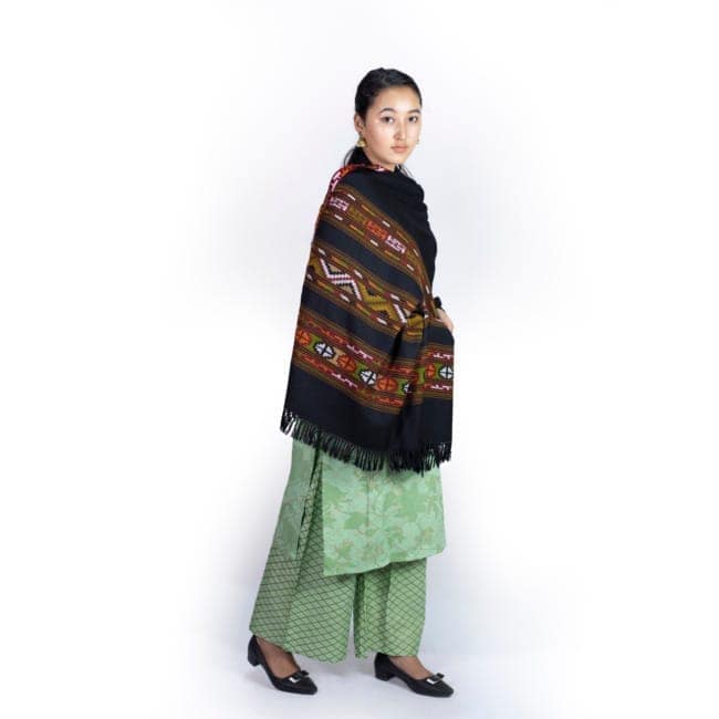 Handspun 3 Patti Heavy Black Wool Shawl 1TTXGENHP12765 view 2