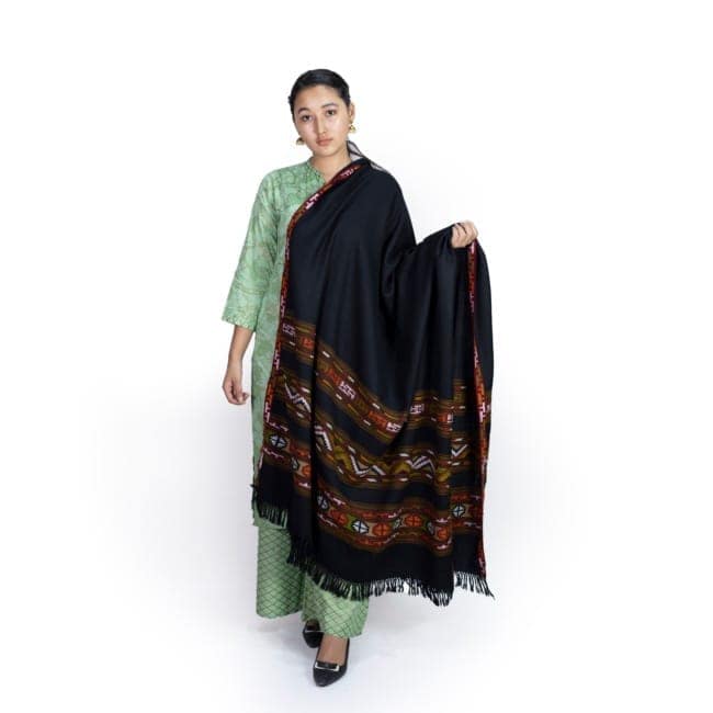 Handspun 3 Patti Heavy Black Wool Shawl 1TTXGENHP12765 view 3