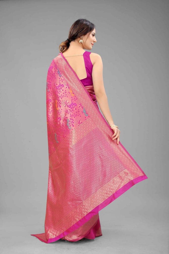 Women's Banarasi Art Silk Saree With Unstiched Blouse Piece view 2