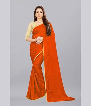 Rhey Chiffon Printed Saree With Unstitched Blouse Piece ( Green )