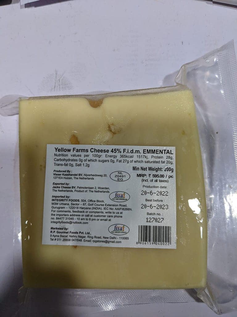 Yellow Farms Classic Emmental Cheese 200g view 4