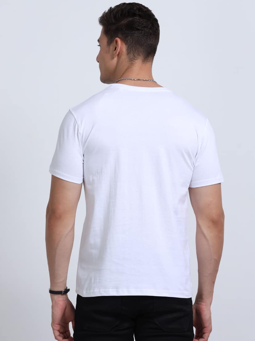 Cotton T-Shirt | Ultrafine Single Jersey | 180 GSM | Biowashed | Eco-Friendly | 100% cotton | Plain tshirt | White Colour | Size - S (38 Chest / 26 length ) view 3