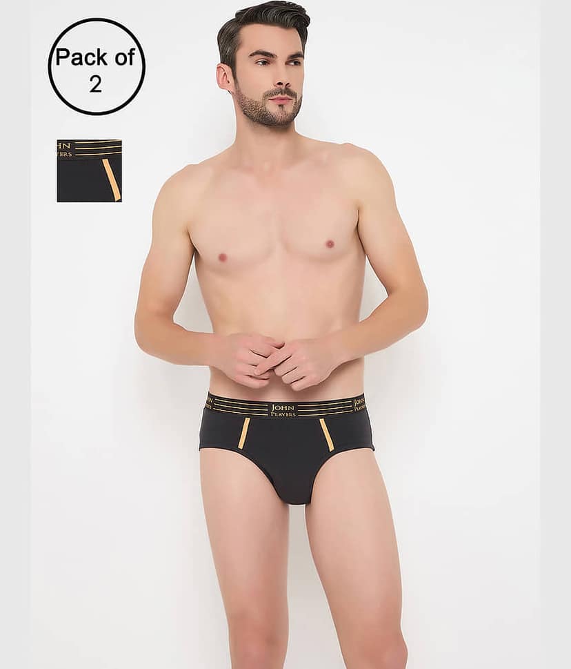 John Players Pack of 2 Cotton Blend Briefs For Men's ( Grey )