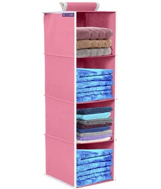 PrettyKrafts 4 Tiers Clothes Hanging Organizer, Wardrobe for Regular Garments, Shoes Storage Cupboard, Hanger Bag