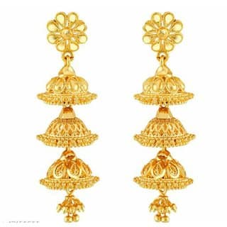 Traditional 1gm gold and micron plated 4 step jhumkis