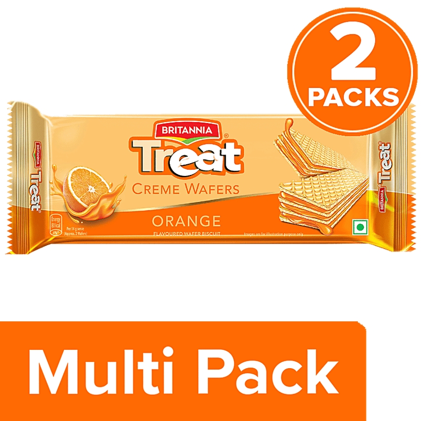 Britannia Treat Treat Wafers Orange, 2 x 55 g (Multipack)