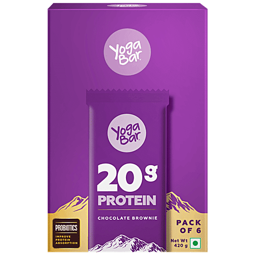 Yoga Bar 20g Protein Bar - Chocolate Brownie, No Added Sugar, Loaded With Fibre, 70 g