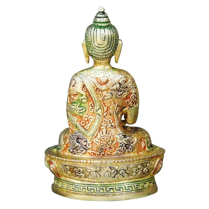 Brass Buddha Decorative Statue - Spiritual Home Temple Idol, Height : 6.8 Inch (BSMAS660 X) view 2