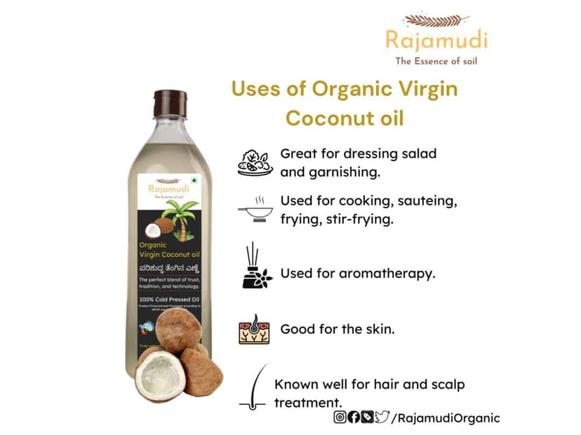 Rajamudi Organics Cold pressed Coconut Virgin Oil - 250 Millilitre view 3