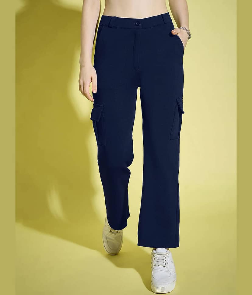 Dream Beauty Fashion Pack of 1 Polyester Straight Women's Cargo Pants ( Black )