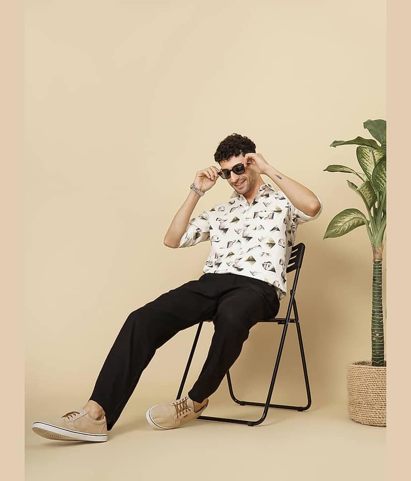 Paul Street Linen Slim Fit Printed Full Sleeves Men's Casual Shirt - Cream ( Pack of 1 ) view 6