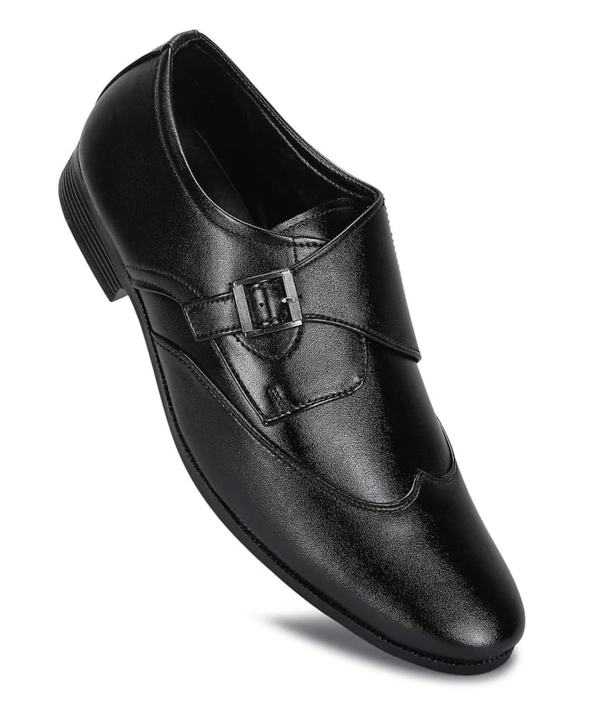 Paragon Men's Black Formal Shoes with Buckle| Durable & Sturdy for Outdoor Wear view 6