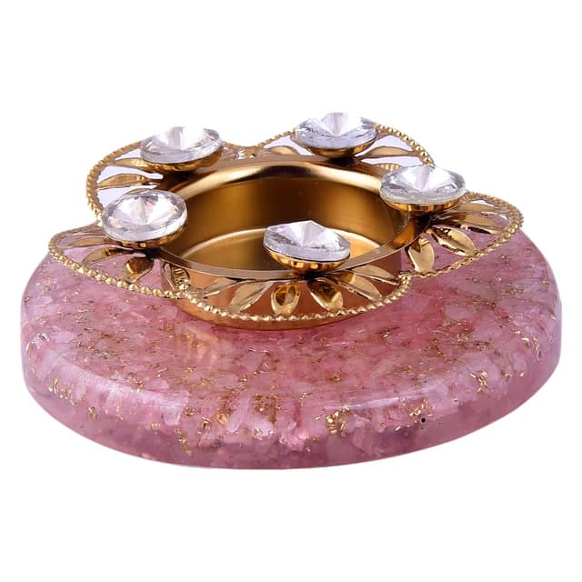 Tealight Holders with Natural Crystal Stone, Decoratives,Votive Candle Holder, Tealight Candle Holder for Romantic Candle, Night, Dinner,Wedding,Bathroom, Diwali, Chirstmas(KI_104) by Krishna Impex