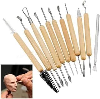 HOME BUY Ceramic 11 Pcs Wooden Handle Clay Carving Pottery Sculpting Tools for Art and Craft