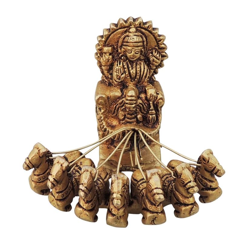 Brass Showpiece Surya Dev Rath Idol | Pure Brass Sun God Idol for Mandir & Home Decor, Height : 2.8 Inch (BSMAS1059 C) view 2