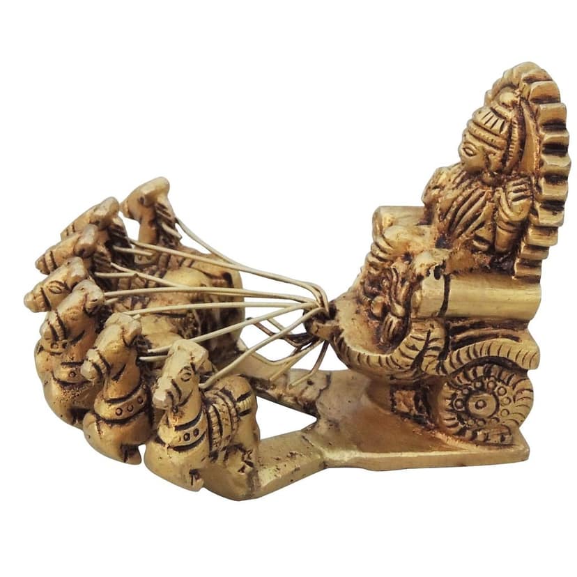 Brass Showpiece Surya Dev Rath Idol | Pure Brass Sun God Idol for Mandir & Home Decor, Height : 2.8 Inch (BSMAS1059 C) view 3
