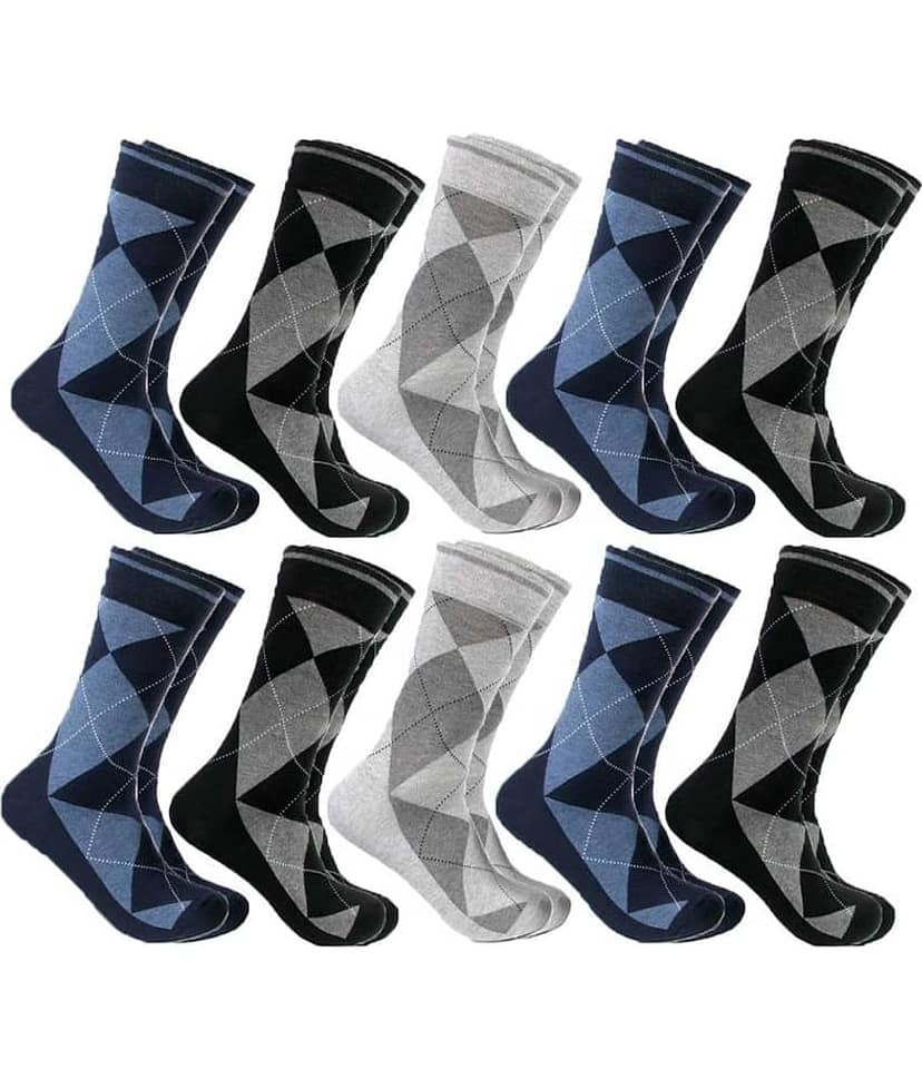 hicode - Cotton Men's Colorblock Multicolor Full Length Socks ( Pack of 10 )