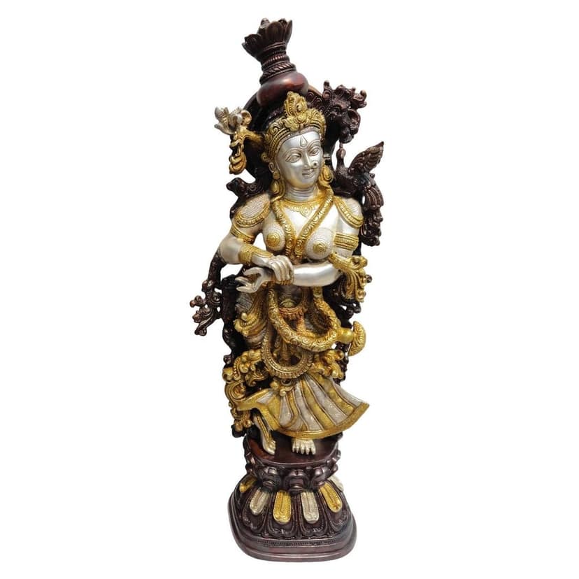 Brass Radha Ji God Idol - Handcrafted Brass Statue, Height : 29 Inch (BSMAS075 R) view 2