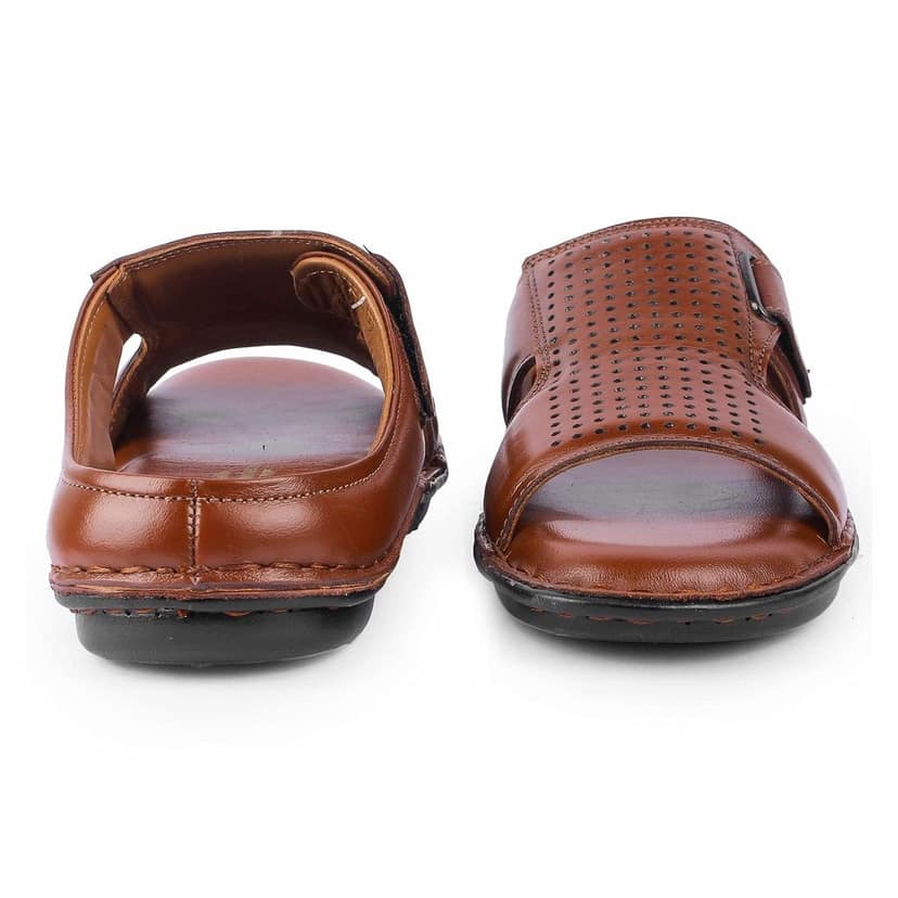FEATHER LEATHER Men's Genuine Leather Comfortable & Fashionable Flip Flops Slipper | Comfortable Casual Indoor / Outdoor / Footwear Slippers view 4
