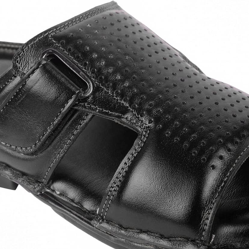 FEATHER LEATHER Men's Genuine Leather Comfortable & Fashionable Flip Flops Slipper | Comfortable Casual Indoor / Outdoor / Footwear Slippers view 8