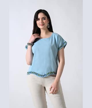 ALL WAYS YOU Women's Cotton Regular Top ( Light Blue )