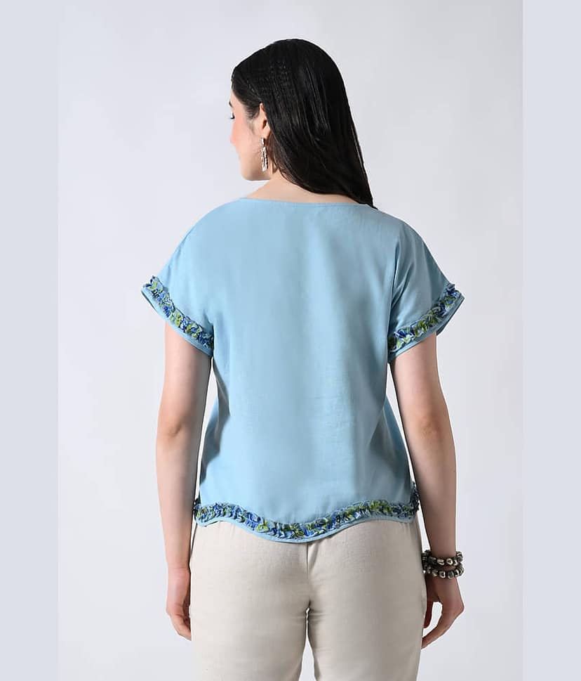 ALL WAYS YOU Women's Cotton Regular Top ( Light Blue ) view 2