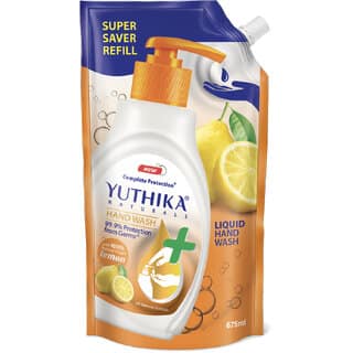 Yuthika Naturals Hand Wash 675ml Lemon - 100 Natural Extracts, pH Balanced