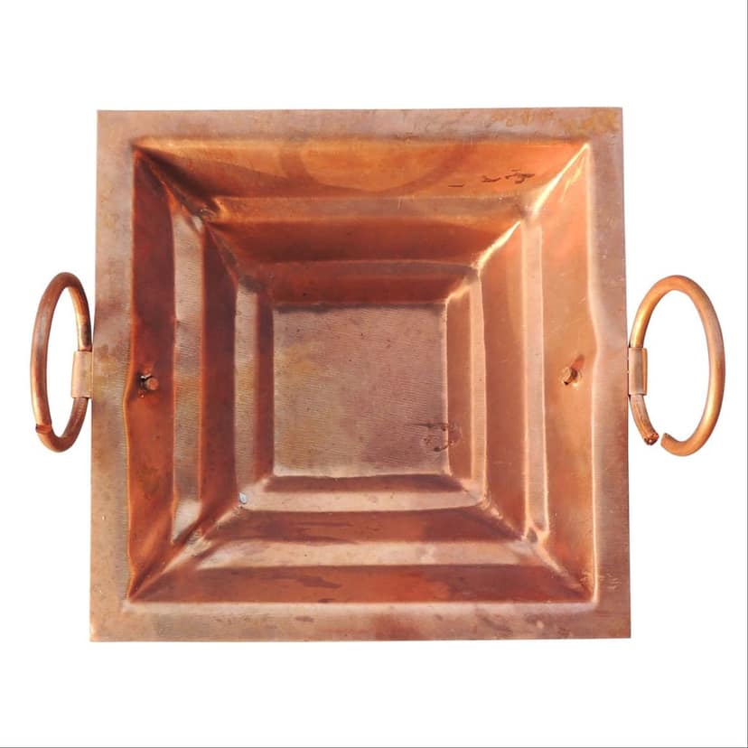 Traditional Copper Hawan Kund | Pure Copper Puja Yagya Kund, Length : 10 Inch (ZMAS294 F) view 3