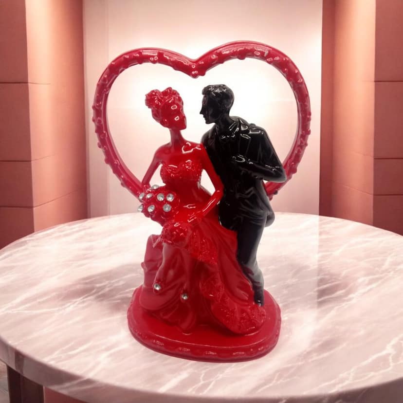 AMS Valentine Love Couple Statue | Romantic Gift for Girlfriend, Boyfriend, Wife, Husband | Anniversary, Wedding, Engagement & Proposal Gift | Handcrafted Elegant Heart Design view 2