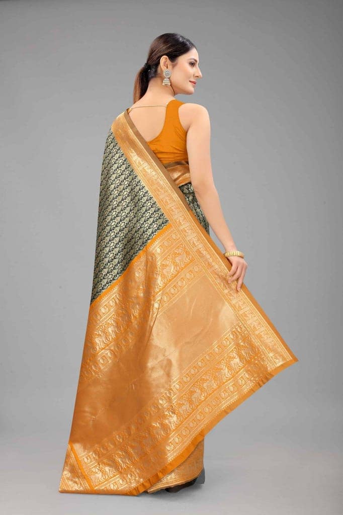 Women's Banarasi Art Silk Saree With Unstiched Blouse Piece view 2