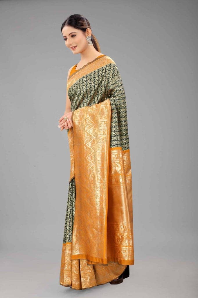 Women's Banarasi Art Silk Saree With Unstiched Blouse Piece view 3