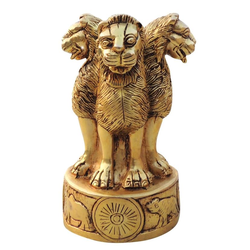 Handcrafted Brass Ashoka Stambh Statue - Table Decor Symbol of Pride, Height : 6.5 Inch (BSMAS1657 D) view 2