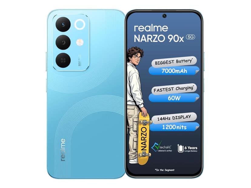 Realme Narzo 90X 5G Smartphone, 4GB RAM, 128GB Storage - Aqua Blue