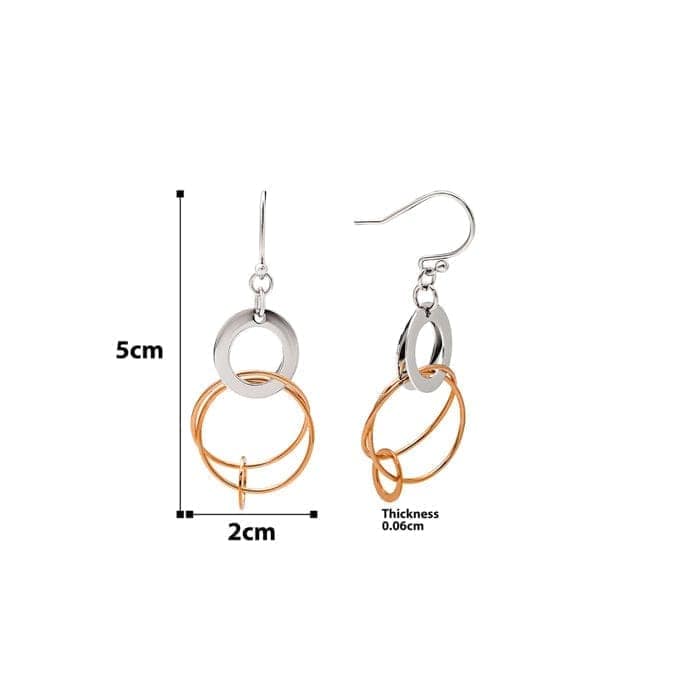 18k Rose Gold Plated Two Tone Silver Eclipes Earrings view 4