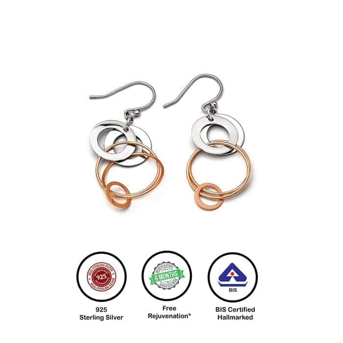 18k Rose Gold Plated Two Tone Silver Eclipes Earrings view 6