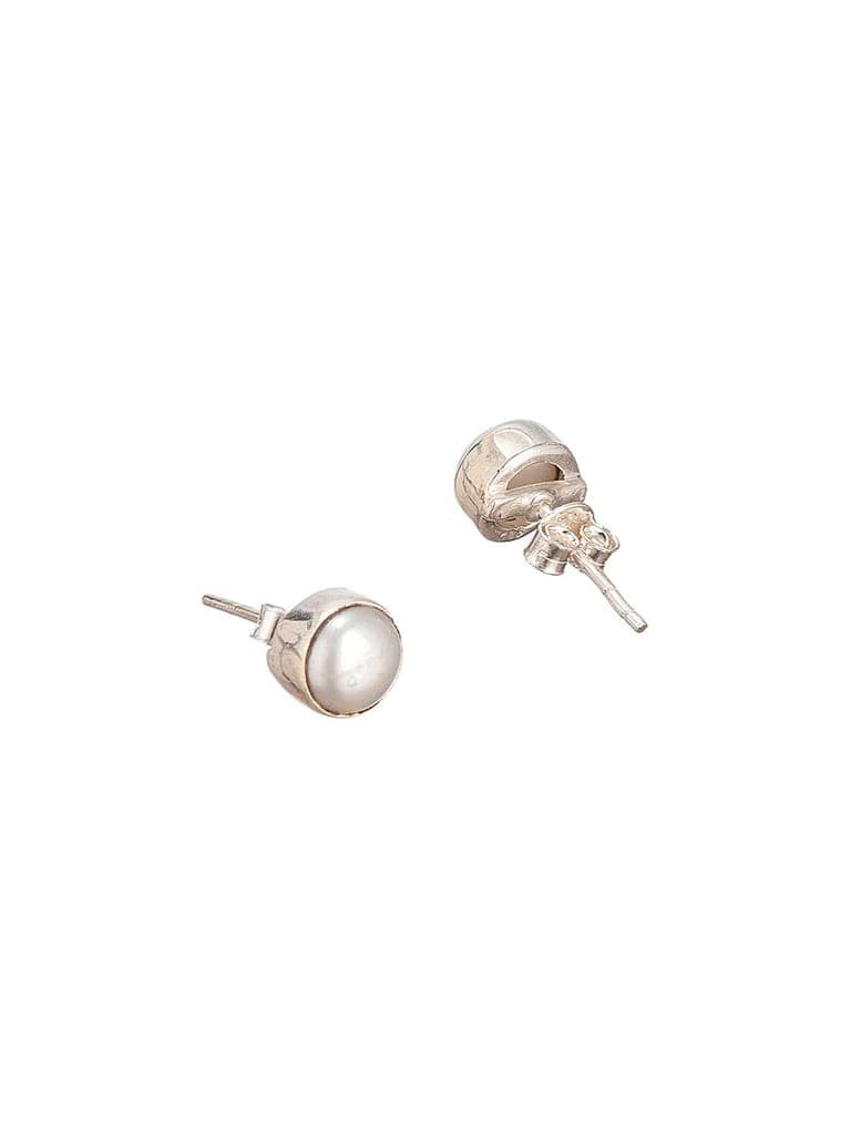925 Sterling Silver White Pearl Stud Earrings view 8