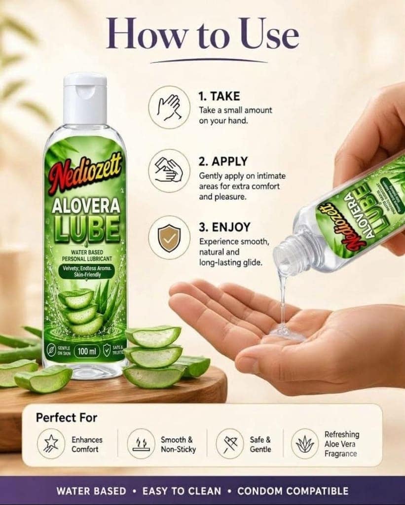 Nediozett Lube Aloe vera Flavored Lubricant Gel for Men & Women| 100ml| Water-Based Gel| Skin-Friendly| Safe to Use with Condoms (pack of 1 ) view 3