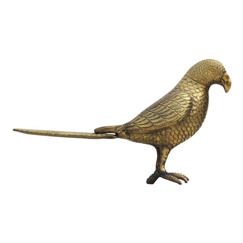 Brass Parrot Statue Table Decor | Handcrafted Bird Showpiece, Height : 7.5 Inch (ANMAS073) view 3